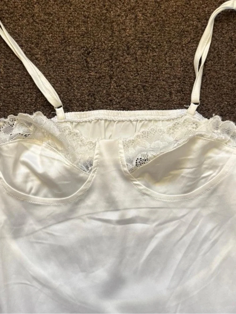 White Lace-Trim Slip Mini Dress